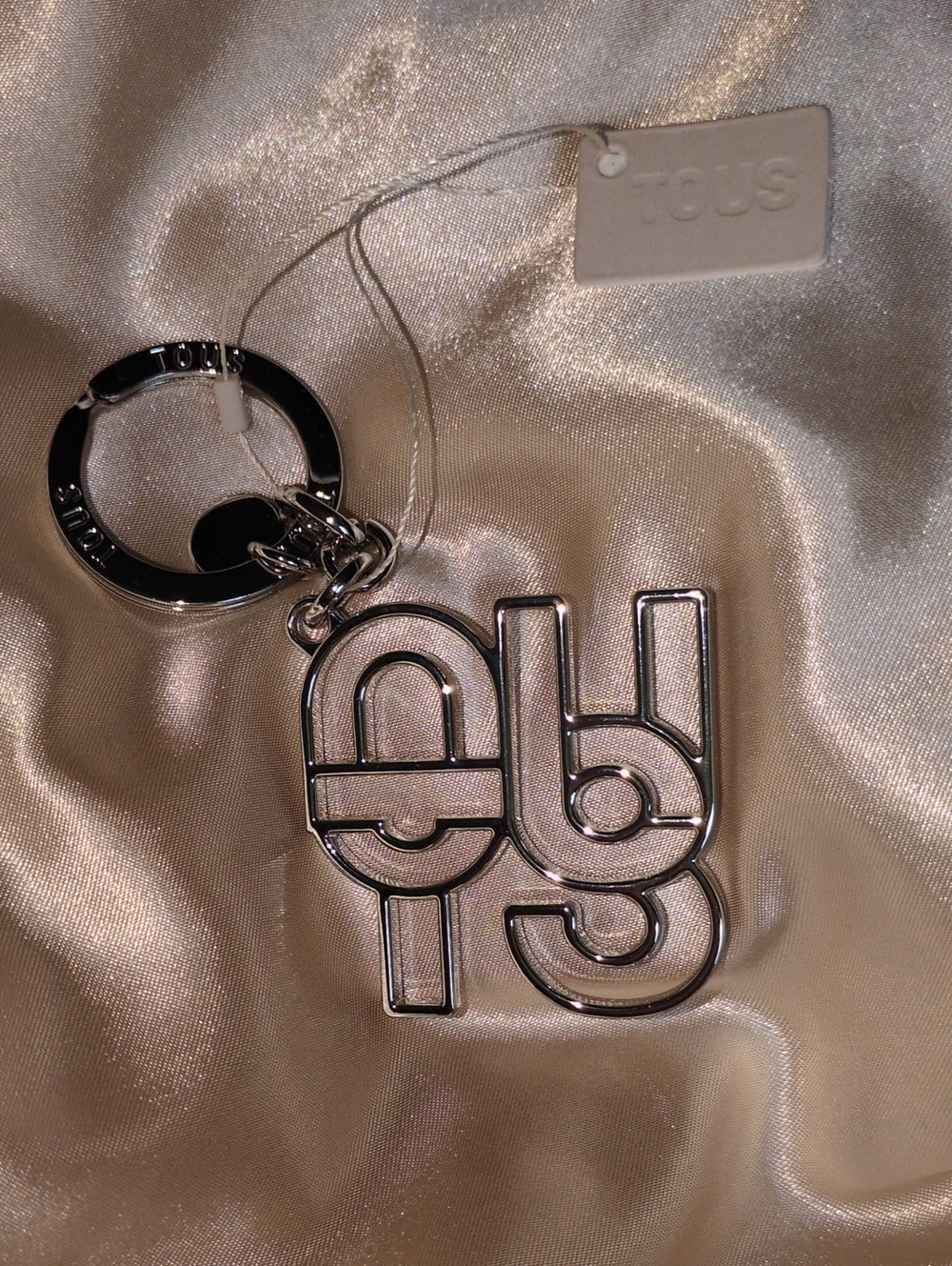 TOUS Silver Tone Logo Keyring with Tag
